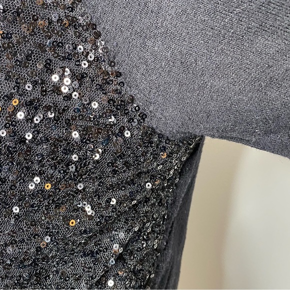 Elle Black Sequin Front Crew Neck Sweater - Picture 6 of 9